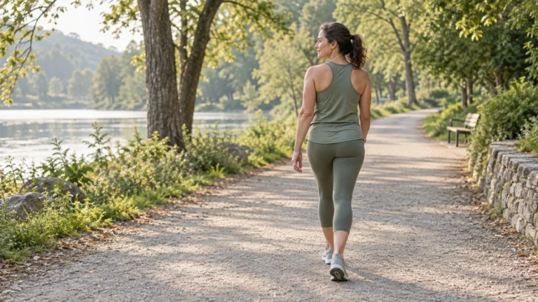 Marche paisible dans un parc pour la récupération active et la détente